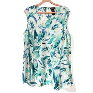Catherines Women’s Sleeveless Peplum Blouse Size 1X 18/20 W Abstract Print